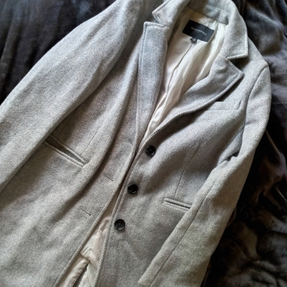 Banana Republic Factory Gray and White Pea Coat size xsmall